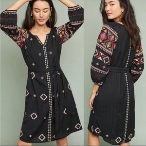 Anthropologie Akemi & Kin Black with pink and yellow Long Sleeve Dress